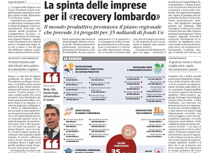 Confapi Milano parla del recovery lombardo su Il Giornale